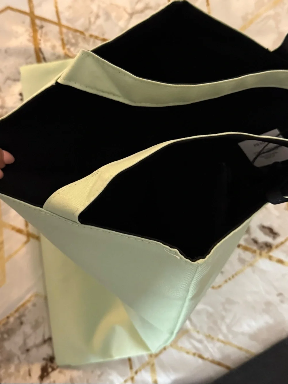 Prada Mint Green Nylon Tote with Black-Trim Straps